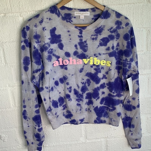 Spiritual Gangster Aloha Vibes Paint Splatter Tie Dye Pullover Sweatshirt sz XS - Picture 2 of 5
